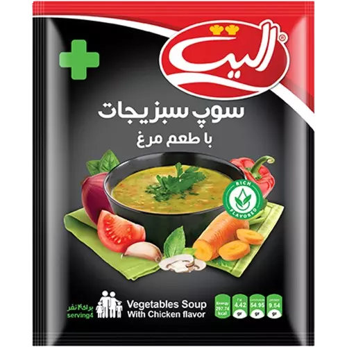 پودر سوپ سبزیجات با طعم مرغ الیت 